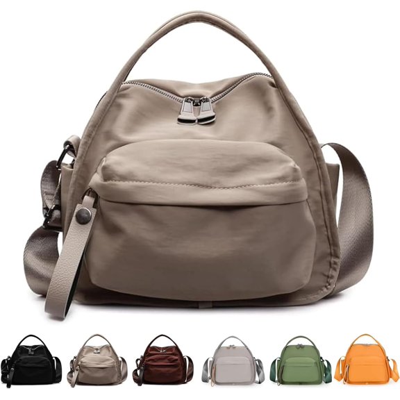 Nylon Crossbody Bag for Women Lightweight Large Capacity Shoulder Handbag with Top Handle Anti-Theft Multi-Pocket Zipper Purse for Travel Daily Commute