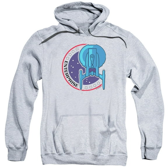 Star Trek Enterprise Patch Mens Pullover Hoodie (Athletic Heather, Large)