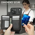 thumbnail image 6 of TECH CIRCLE For Apple iPhone 15 Pro Max PU Leather Protective Case with Card Pocket, Magnetic Detachable Walle Back Covert, Cash Slot, Anti-Scratch, Shock-Absorbent, Qi Wireless Compatible,Black, 6 of 12