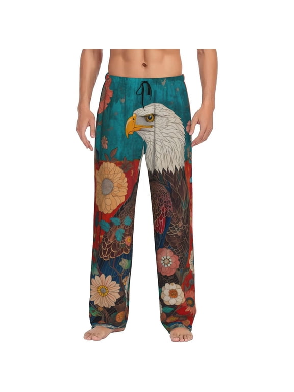 Hirioo Sunflower Bald Eagle for Women's PJ Pajama Pants Sleep Pants Women's Home Trousers with Pockets,S-3XL-Small