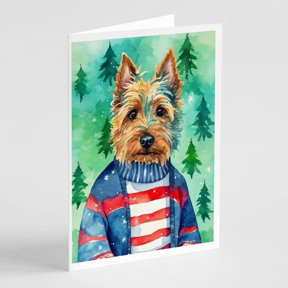 Australian Terrier Christmas Greeting Cards Pack of 8 7 in x 5 in