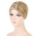 thumbnail image 2 of Odeerbi Headwrap for Women 2024 Solid India Muslim Ruffle Chemo Hat Headband Turbans Beanie Cap Gold, 2 of 5