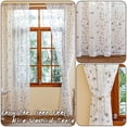 thumbnail image 5 of 2 Panels Leaf Flora Embroidered Farmhouse Semi Sheer Curtain Voile Curtains for Living Room Bedroom Window Treatment White Light Gray 53 x 63 Inch, 5 of 6