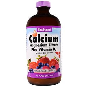 Bluebonnet Nutrition, Liquid Calcium Magnesium Citrate Plus Vitamin D3, Natural Mixed Berry Flavor, 16 fl oz (472 ml) (Pack of