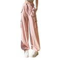 thumbnail image 5 of JXMVOJ Cargo Pants for Women High Waisted Casual Pants Baggy Stretchy Wide Leg Y2K Streetwear Women’s Elastic Waist Solid Casual With Pockets Outing Full Length Pants with Pockets, 5 of 8