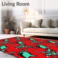 thumbnail image 2 of ODIKA 3'x5' Machine Washable Non-Slip Area Rug, Charming Woodland Reindeer with Pinecone Interlocking and Vintage Festive High Traffic Rug with Pad, Red, 731648, 2 of 8
