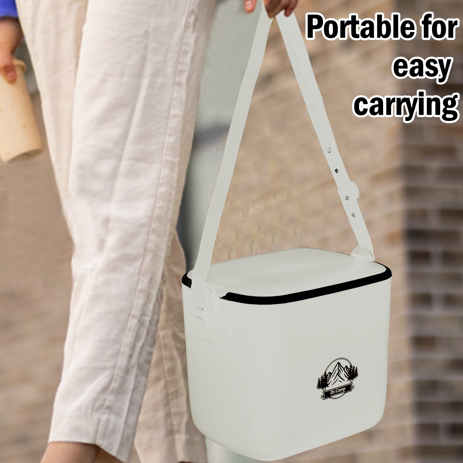 Vivicreate Portable Insulated Cooler Box with Adjustable Shoulder Strap, Small Hard Ice Chest for Camping, Picnic, Beach, Travel, Outdoor Food and Drink Storage