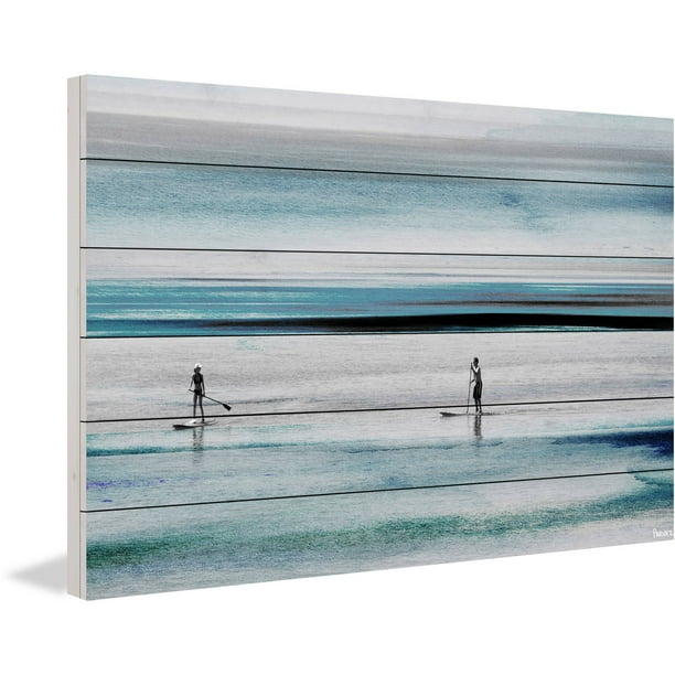 Beach Paddling Painting Print On White Wood Walmart Com Walmart Com