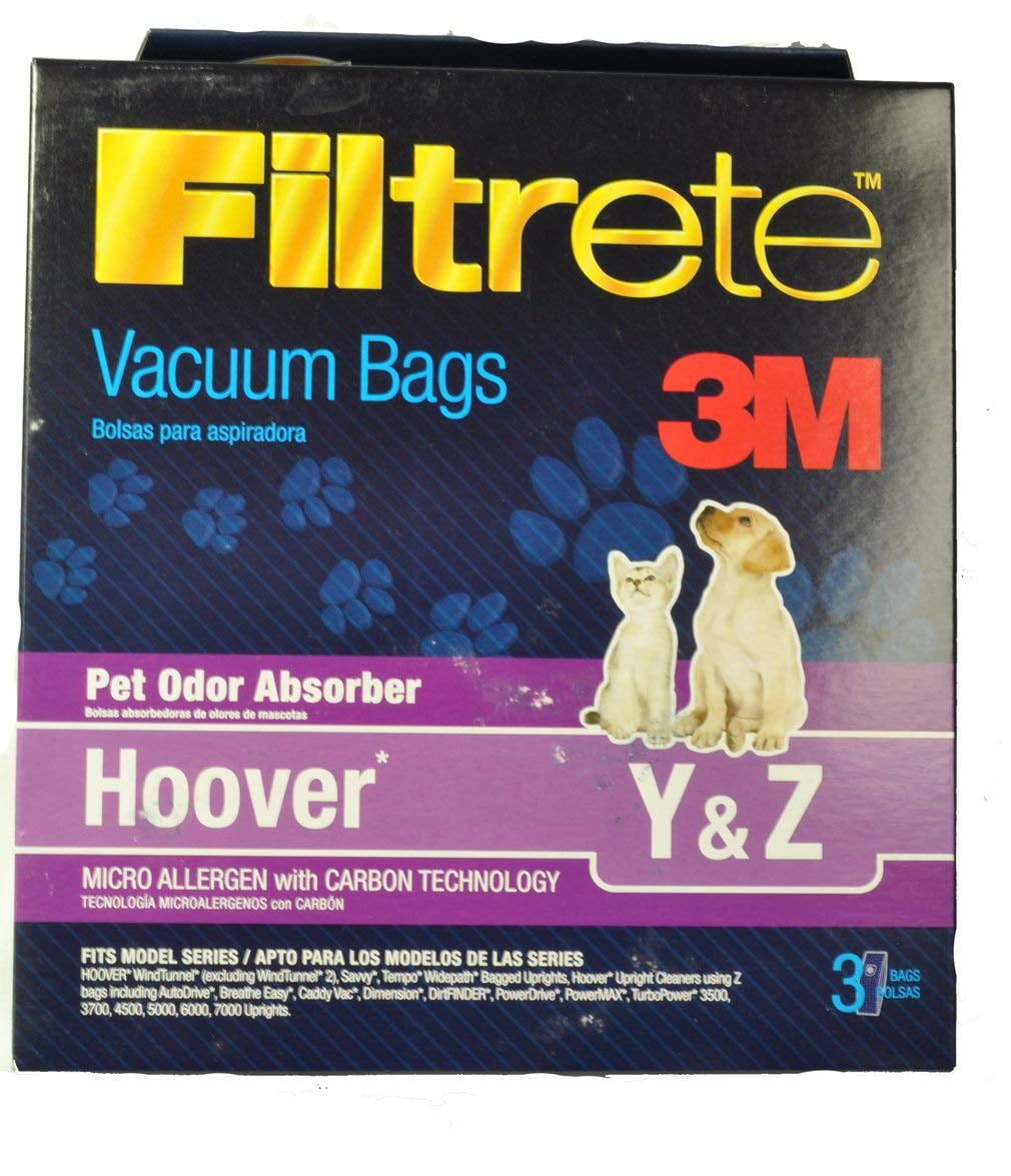 Hoover T4732 Type Y Z Vacuum Cleaner 3M Filtrete 6 Paper Bags 