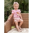 thumbnail image 5 of BemeyourBBs Newborn Baby Girl Cowgirl Outfit Western Baby Girl Summer Clothes My First Rodeos Boots Print Short Sleeve Romper Tassel Shorts and Headband Set, 5 of 9