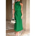 thumbnail image 2 of PRETTYGARDEN Women's Satin Dress Elegant Sleeveless Mock Neck Cocktail Party Maxi Dresses, 2 of 6