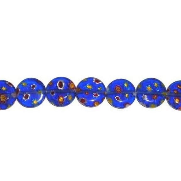 8mm Blue Millefiori Glass Coin Beads Genuine Gemstone Natural Jewelry Making