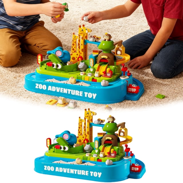 Noehoiugi Jungle Adventure Obstacle Course Track Set - Sliding Racer Educational Learning Toy For Kids And Boys For Imaginative Play