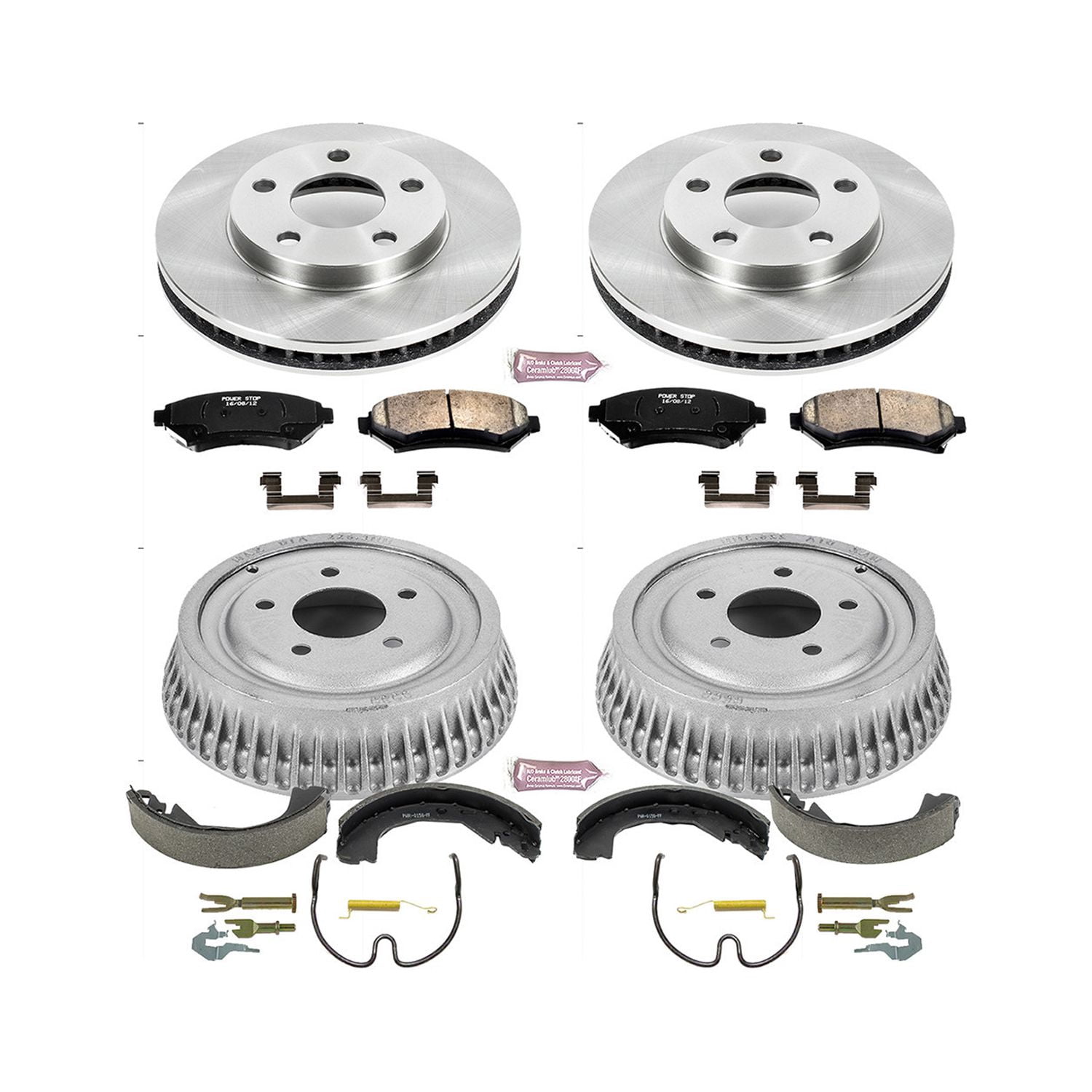 Power Stop Front and Rear Stock Replacement Drum and Shoe Kit KOE15121DK