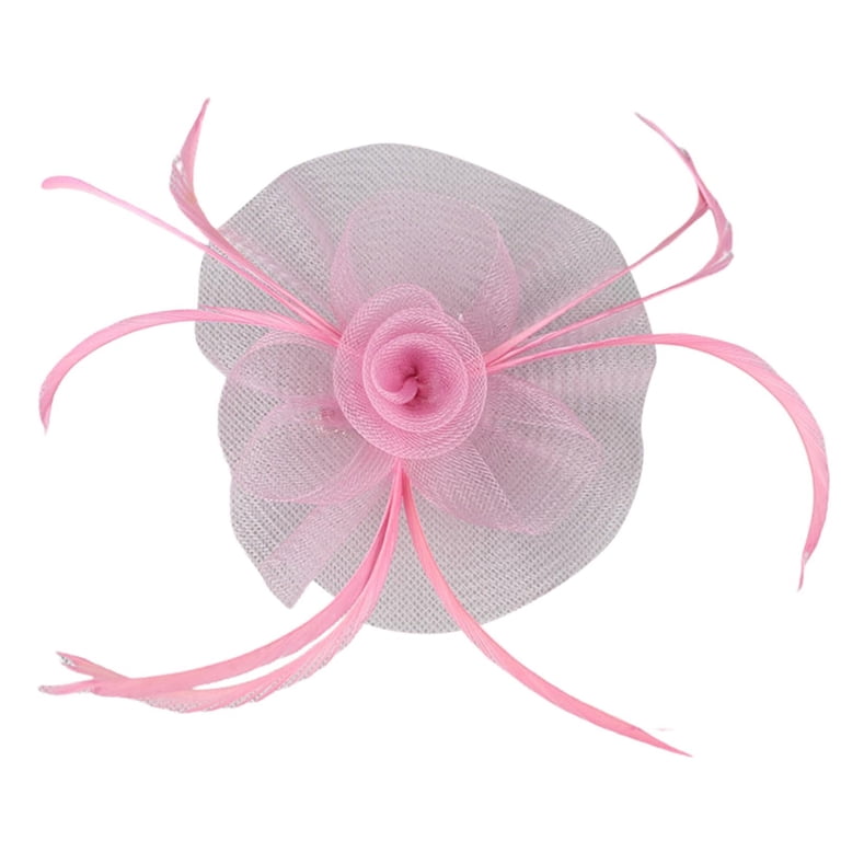 Fascinator with Hair Clip Hat Pink2 Outfmvch Hair Clips Christmas Headband Hats For Women  main image 4