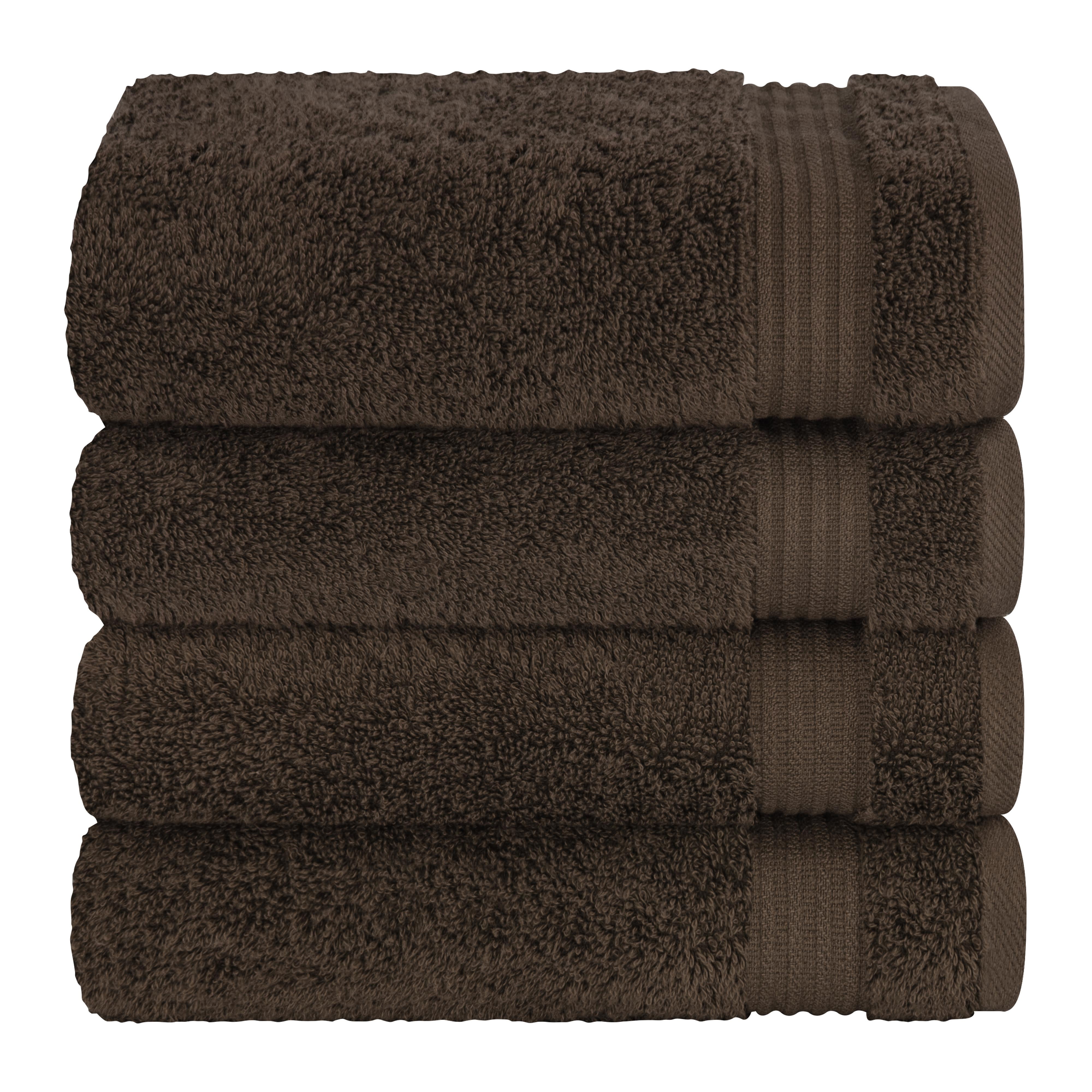 Cotton Paradise 100% Cotton Turkish 4 Piece Hand Towel Set, Soft Absorbent Face Towels Clearance Set, Brown