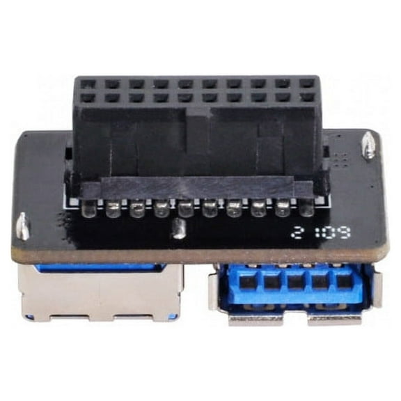 FVH Dual USB 3.0 A Type Female to Motherboard 20/19 Pin Box Header Slot Adapter PCBA Flat Type