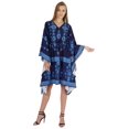 thumbnail image 1 of Bimba Printed Caftan Gown Maxi Robe Dress For Women Beachwear Short Swimsuit Cover Up, 1 of 7