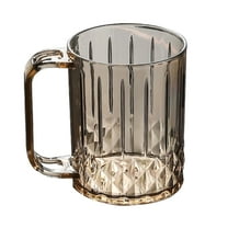 Btomtd Striped Transparent Mouthwash Cup Plastic Toothbrush Mug with Hole for Toothbrush Bathroom Mouthwash Mug, Brown