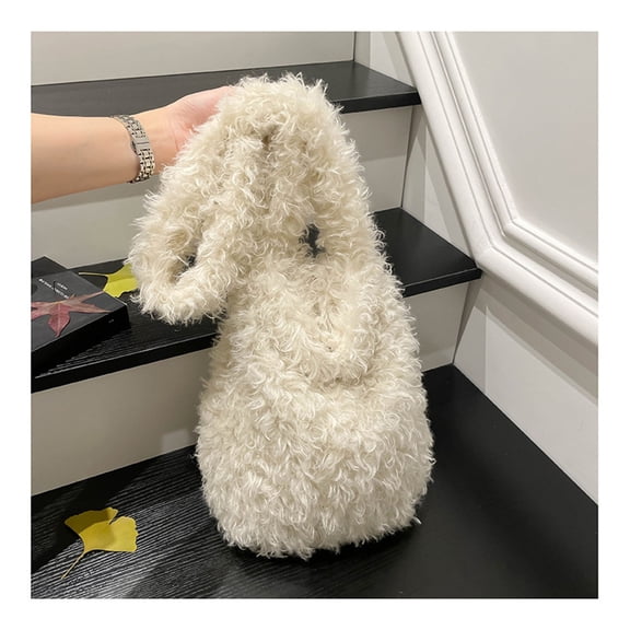 Weloille Large Capacity Plush Bag 1 Piece, Soft Fluffy Lightweight Shoulder Bag, Fashion Cute Portable Tote Bag for Cosmetics Phone Daily Items, Suitable for Shopping Travel Daily Outings
