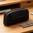 thumbnail image 7 of Solivara Brown Canvas Stationery Bag Large Capacity Japanese Style Multiple Compartments (C,8.66 × 4.72 × 3.54in), 7 of 7