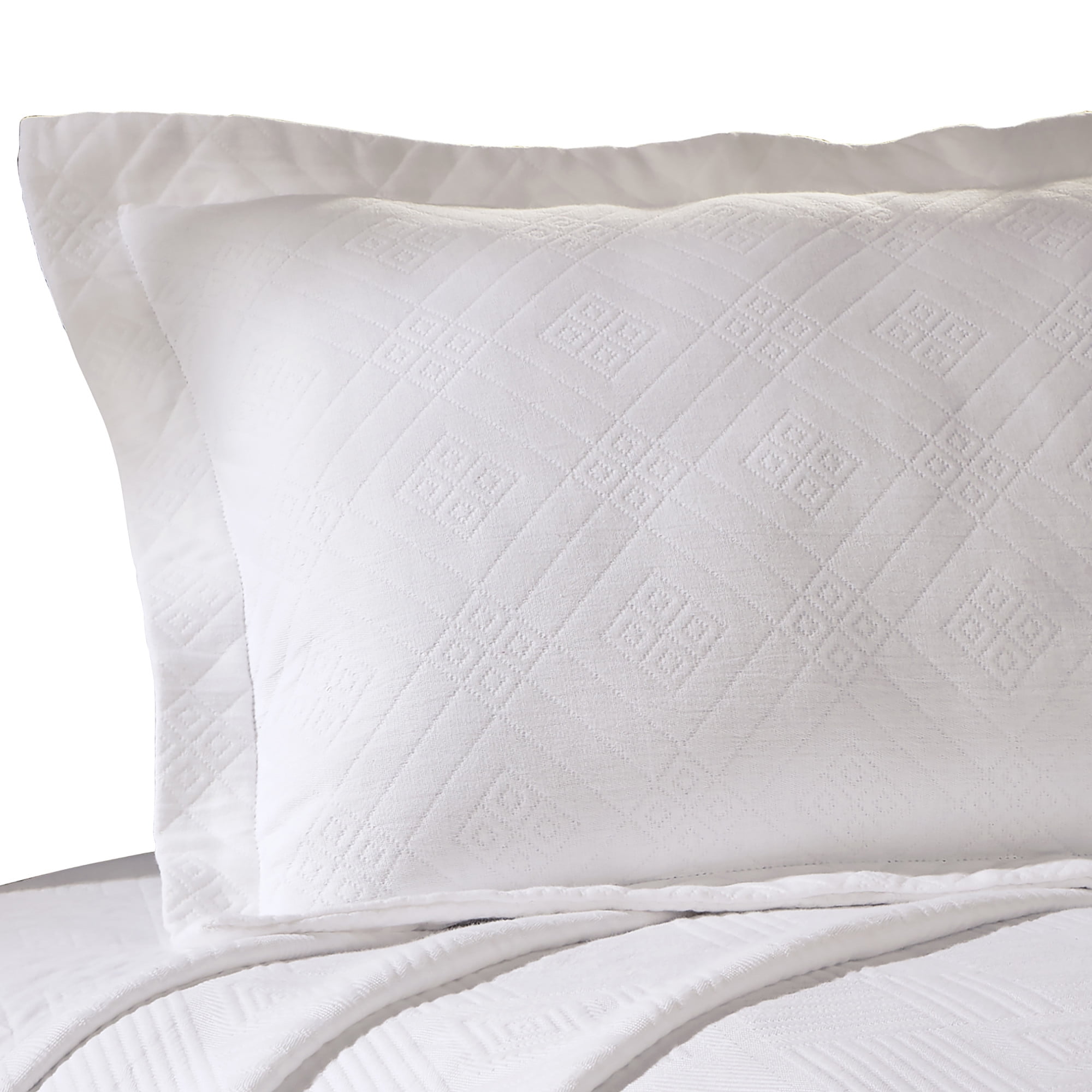Cotton Jacquard Matelasse Modern Geometric Lightweight Bedspread Set, Twin, White