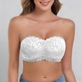 thumbnail image 2 of WCJM Bra Lace Strapless Bra for Women Push Up Lightly Padded Balconette with Clear Straps Multiway(White,XL), 2 of 6