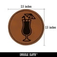 thumbnail image 2 of Daiquiri Cocktail Umbrella Drink 2.5" Faux Leather Round Engraved Iron-On Patch - Brown, 2 of 6
