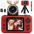 thumbnail image 1 of Cámara para niños Makolle 1080P HD Video Selfie con tarjeta SD de 32 GB, roja, 1 of 6