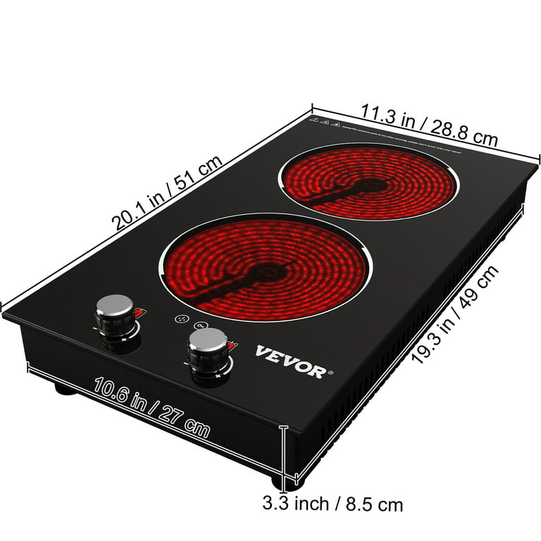 VEVOR 5 Burners Built in Electric Stove Top 240V Ceramic Glass Radiant  Cooktop with Sensor Touch Control, Black