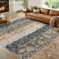 thumbnail image 2 of FairOnly 9'x12' Brown Geometric Washable Living Room Area Rugs Contemporary Low Pile Stain-Resistant Rugs for Bedroom Home Office Indoor Floor Carpet, 2 of 7