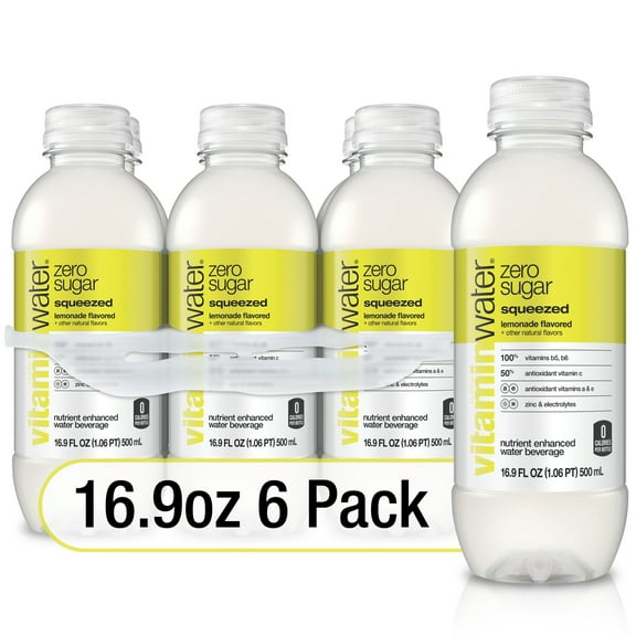 (12 Bottles) vitaminwater zero squeezed, electrolyte enhanced water w/ vitamins, lemonade drinks, 16.9 fl oz