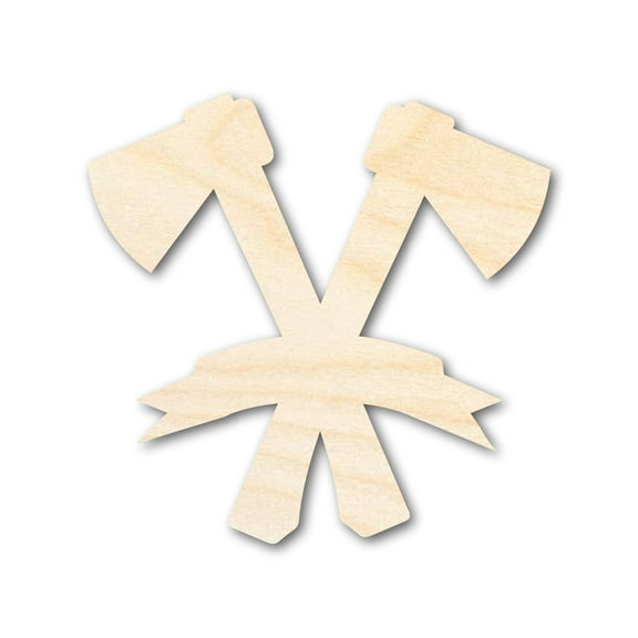 Unfinished Wood Bannered Axes Shape 3" / 1/8"
