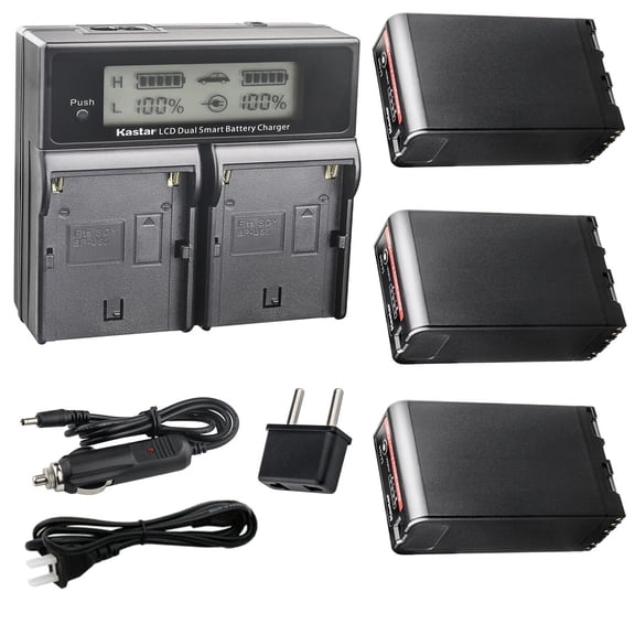 Kastar 3-Pack BP-U90 Battery and CH04 Dual Fast Charger Compatible with Sony PMW-100, PMW-150, PMW-150P, PMW-160, PMW-200, PMW-300, PMW-300K1, PMW-EX1, PMW-EX1R, PMW-EX3, PMW-EX3R, PMW-EX160 Camera