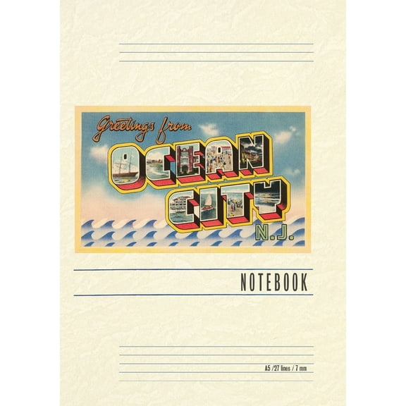 Vintage Lined Notebook Greetings from Ocean City, New Jersey, (Paperback)