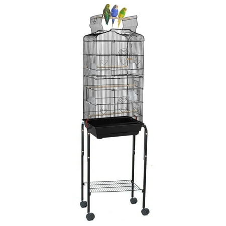 Large 64-inch Open Top Rolling Stand Breeding Bird Parrot Cage With Nesting Doors for Finches Canaries Cockatiels Budgie Parrotlet Conures Parakeet Lovebirds