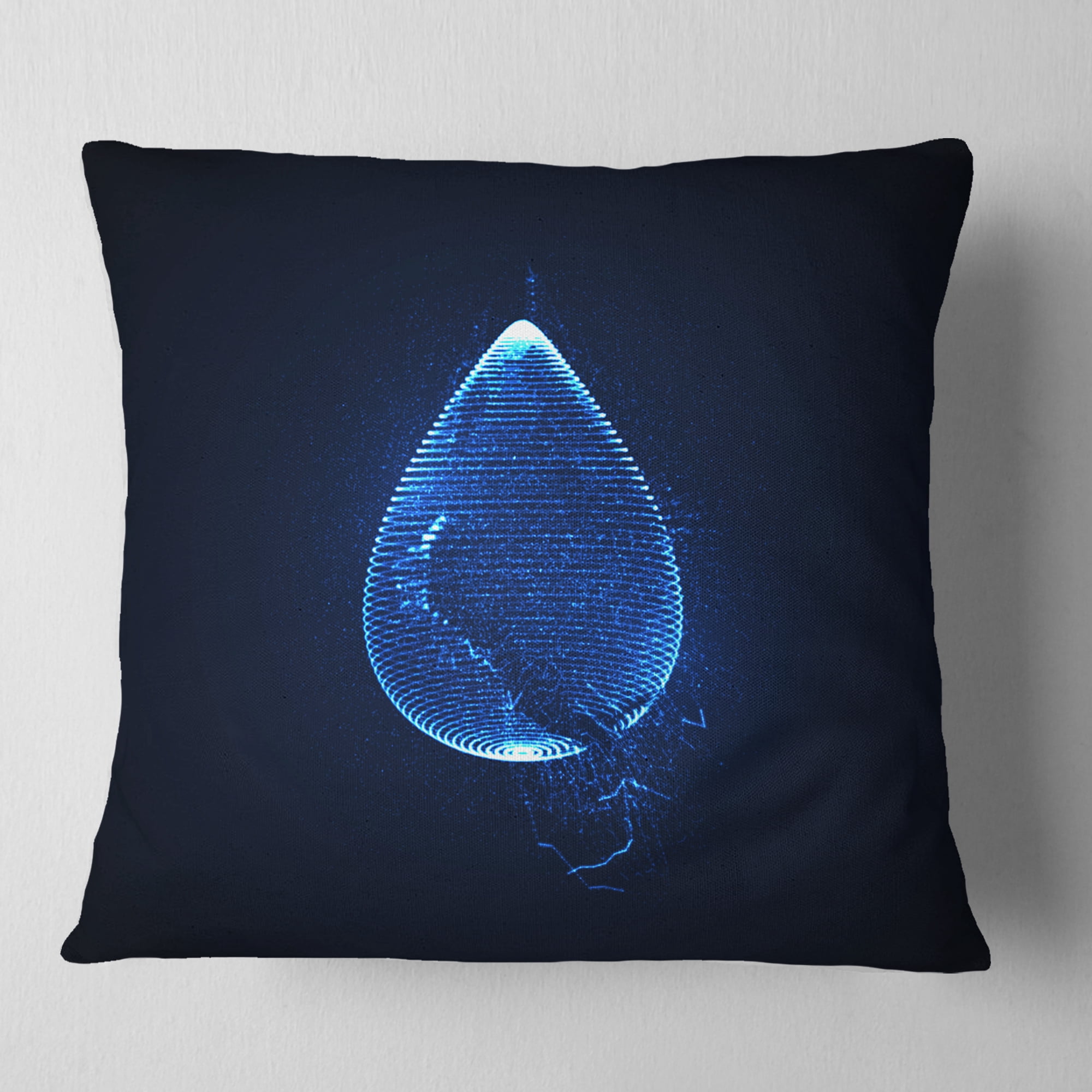 Designart Blue Droplet Design - Abstract Throw Pillow - 16x16