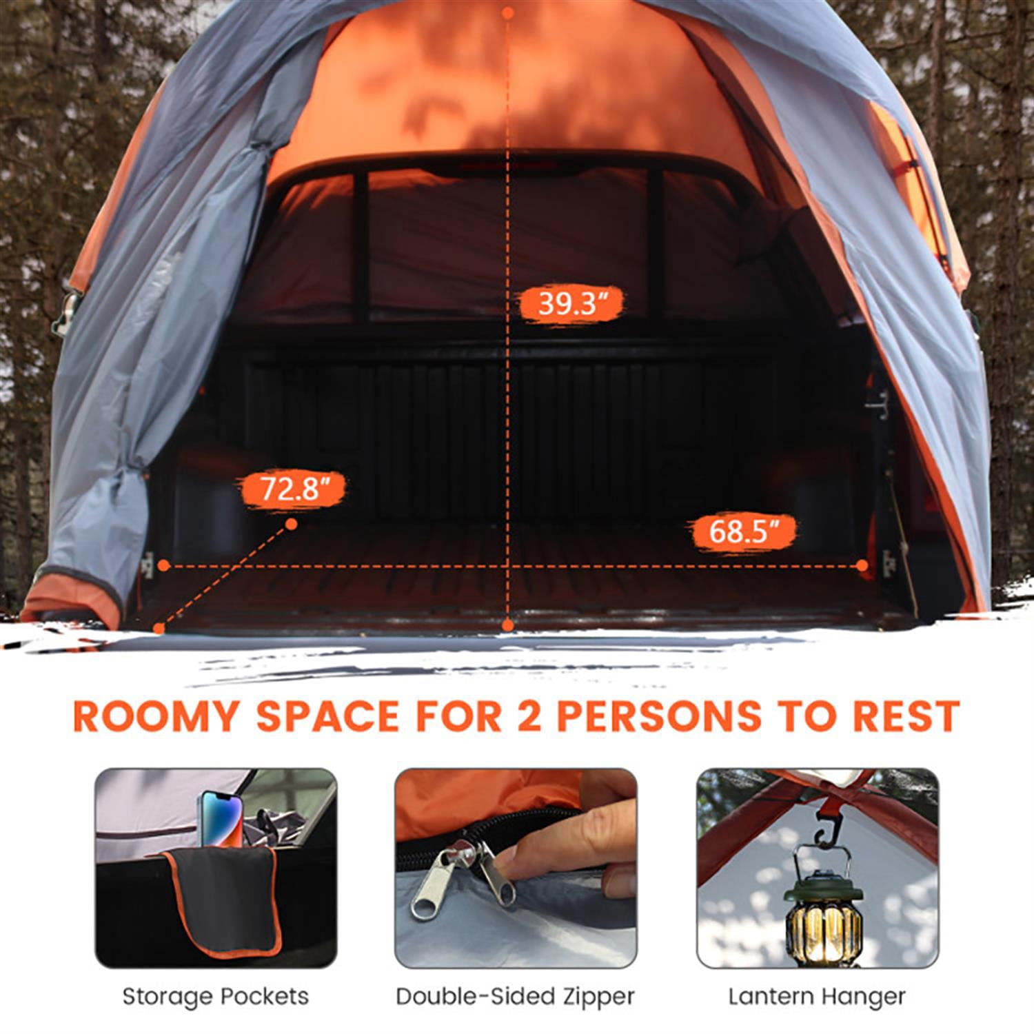 Spaco 2 Person Camping Tent with Carry Bag, Lightweight Outdoor Pickup Tent for Backpacking, Hiking, Orange M
