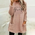 thumbnail image 2 of Odeerbi Women's Sherpa Pullover Oversized Fuzzy Fleece Sweatshirt with Pocket Winter Warm Loose Solid Round Neck 2025 Long Sleeve Tops Pink, 2 of 4