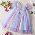 thumbnail image 2 of HCNTES Girls Toddler Kids Summer Princess Dress Short Sleeve Casual Sundress for Little Children Big Kids 3T 4T 5T 6T 7T 8T 9T(6-12 Months,H03-Purple), 2 of 6