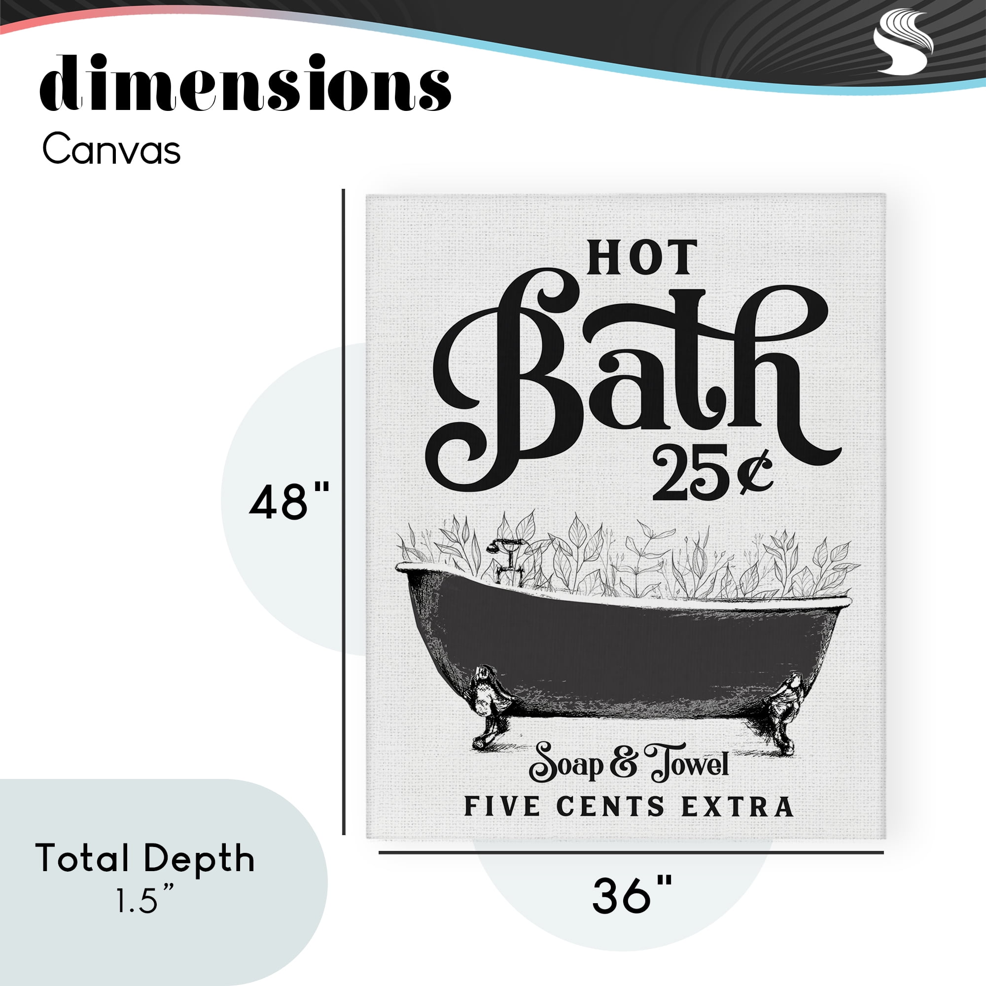 Hot Bath with Bubbles Canvas Wall Art, design by Lettered and Lined