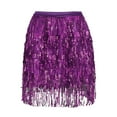 thumbnail image 3 of ZAZYULZ Sequin Fringe Women's Nightclub Skirt Skirt Stage with Sparkly Sparkly Costume Fashion Skirt(Purple,L), 3 of 3
