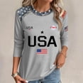 thumbnail image 3 of 250th Anniversary USA Womens Shirts Casual 3/4 Sleeve USA Flag Print T Shirt Round Neck Independence Day Celebration Party Pullover 4th of July Patriotic 1776-2026 Blouses, M, 3 of 4