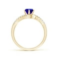 thumbnail image 2 of ANGARA Natural Prong-Set Tanzanite Bypass Ring with Diamond Accents in 14K Yellow Gold for Women (Size-6mm) | December Birthstone, Anniversary, Jewelry Gift for Women | Natural Tanzanite Ring, 2 of 9