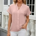 thumbnail image 5 of ameIAEA V Neck Blouses for Women Dressy Casual Work Shirts Roll-up Short Sleeve Business Tops, 5 of 6