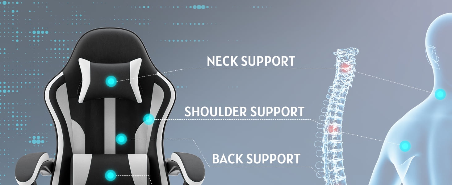 Leumius Gaming Chair,Ergonomic Office Computer Desk Chair with Footrest and Lumbar Support,360° Swivel Chairs for Office Home Gaming,Black