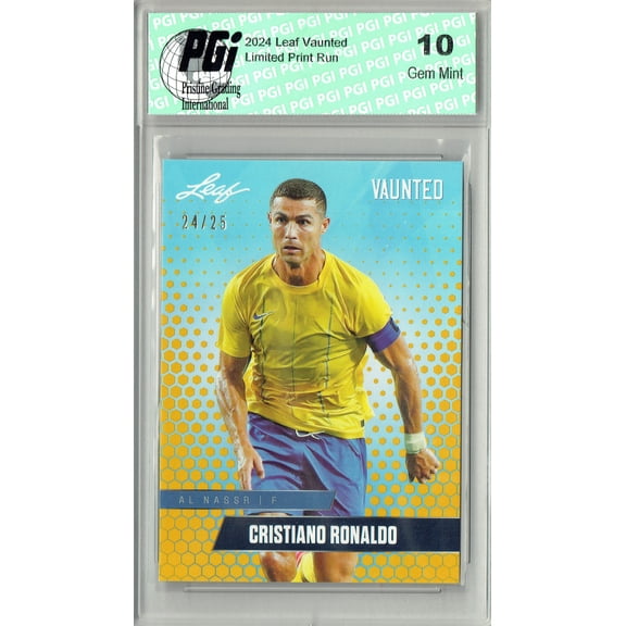 Cristiano Ronaldo 2024 Leaf Vaunted #V-03 Gold SP 25 Made Card Debut Year PGI 10