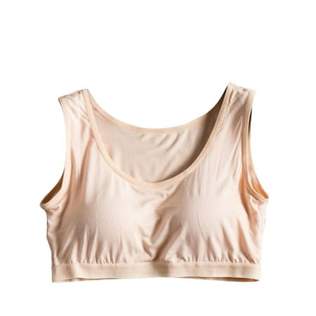 ATOYSOY Cotton Lined Sports Bra Everyday Bra Padded Yoga Activewear Clearance Bralette Underwear Teens Comfort Bra Push Up Breathable Workout Wireless Tank Tops Beige XL