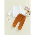 thumbnail image 4 of Bagilaanoe 2Pcs Toddler Baby Boy Long Pants Set Letter Print Long Sleeve Sweatshirt Pullover Tops+ Trousers 6M 12M 18M 24M 3T Fall Casual Sweatsuit, 4 of 9