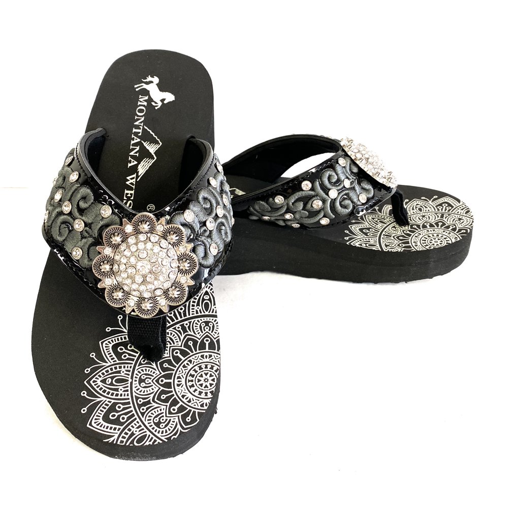 Montana West Montana West Women Flip Flops Wedged Bling Sandals